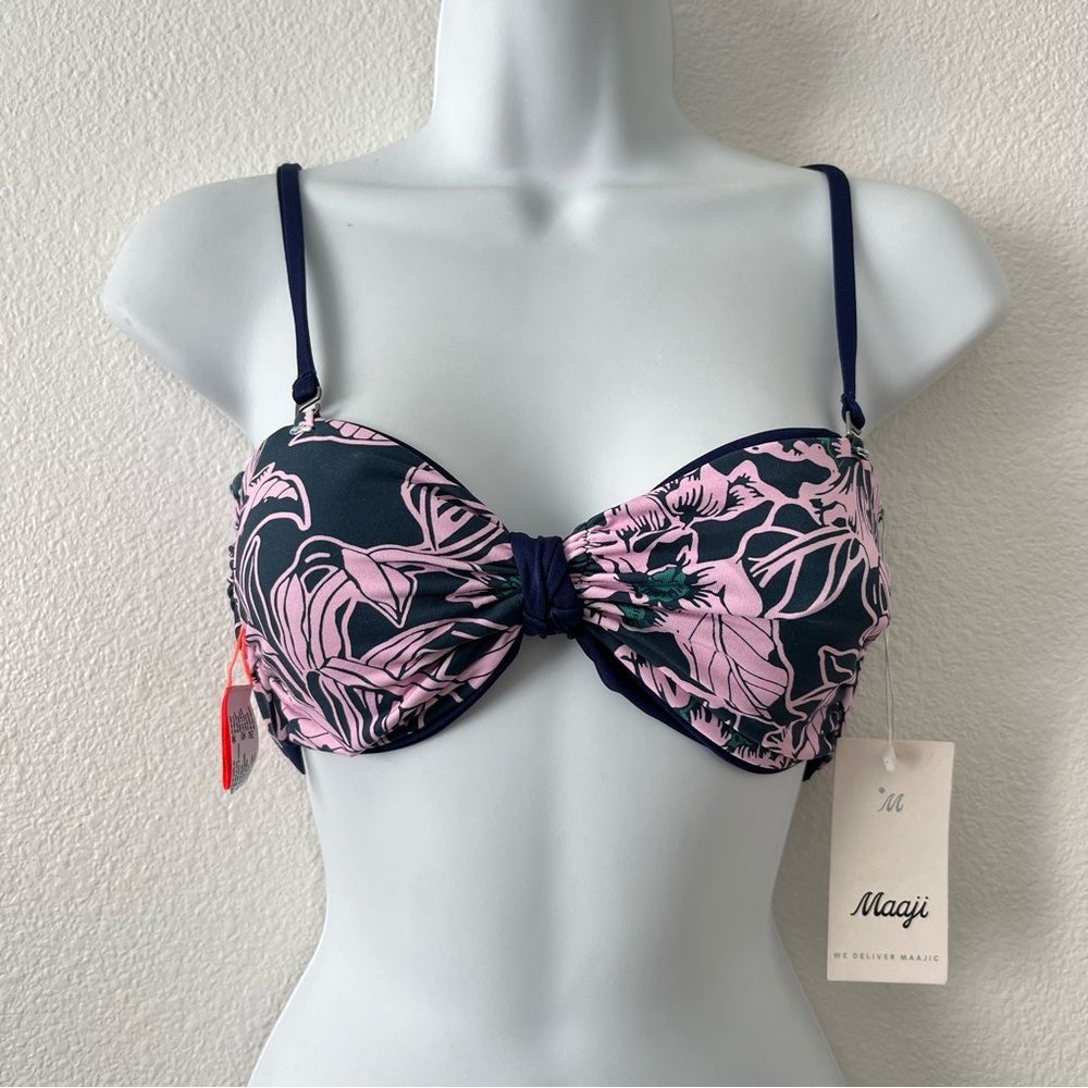 New Maaji Blue Depth Ebony Reversible Beach Bikini Top Size Small — image 3 of 8